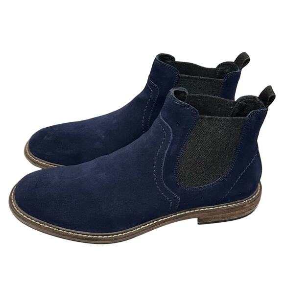 Nordstrom Rail Mens Suede Navy Blue Chelsea Boots, Size 41 - Picture 4 of 6